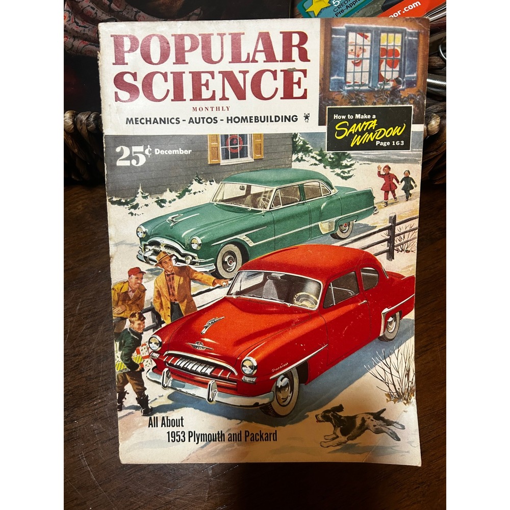 Vintage Popular Science Dec 1952 Magazine 1953 Plymouth Packard Santa Window